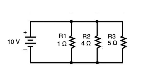 A parallel circuit with multiple resistors