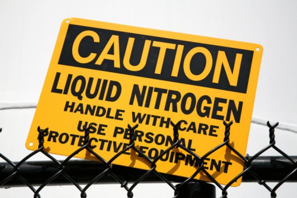 You should use caution and wear personal protective equipment around liquid nitrogen.