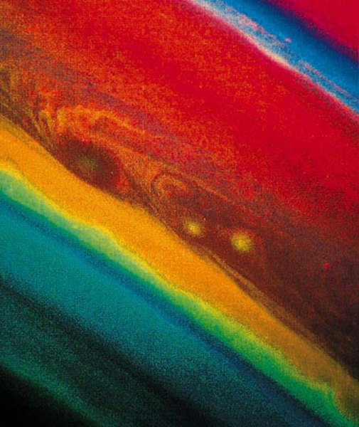 The gases that make up Saturn's atmosphere create a beautiful array of colors.