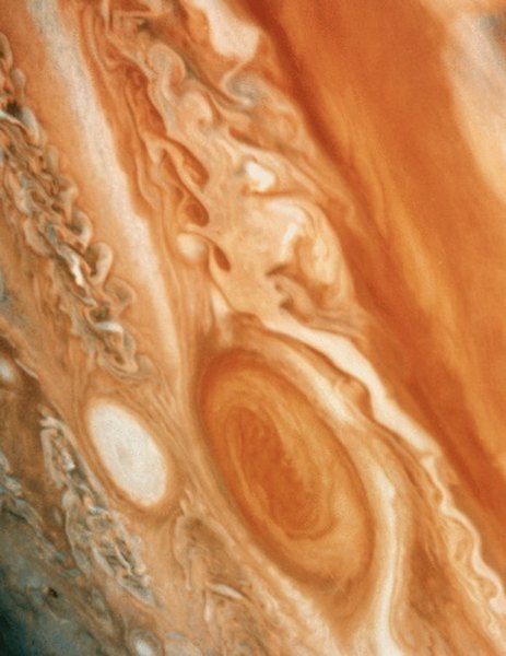 Jupiter's Great Red Spot is a long-lived storm similar to hurricanes on earth.