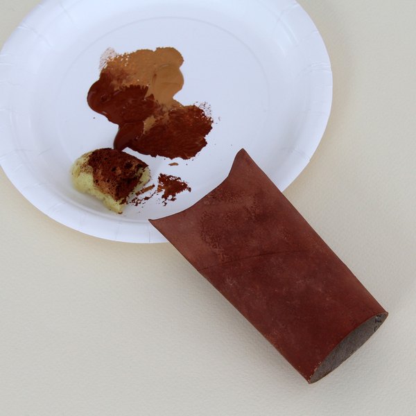 Pinte o rolo de papelão com tinta marrom