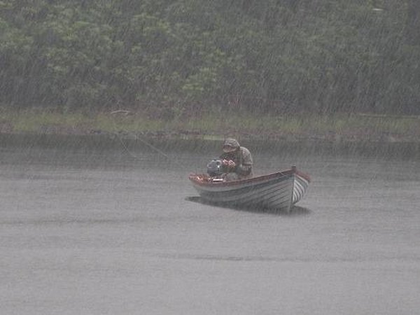 Fishing in rainy weather