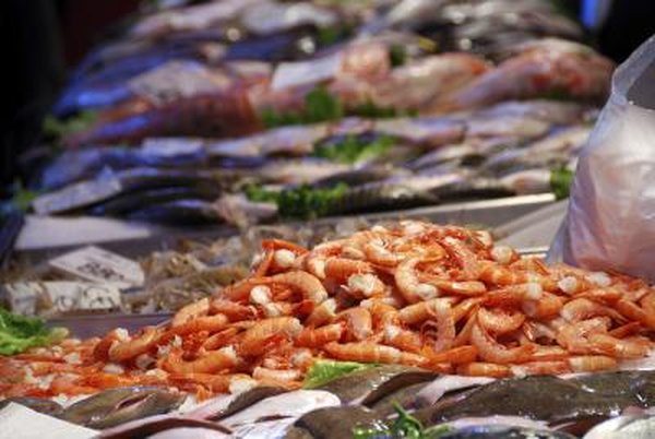 Fresh shrimp at market