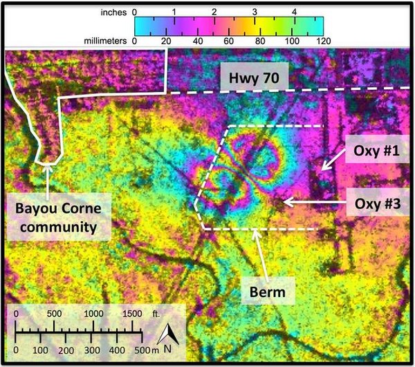 NASA radar imaging reviewed later shows the Bayou Corne sinkhole forming.