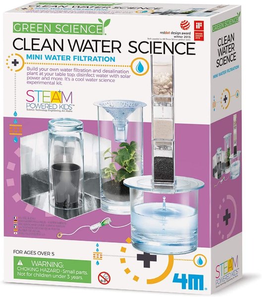 This mini water filtration kit will teach you about water management science.