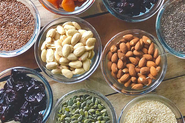 An image of dried nuts and seeds.