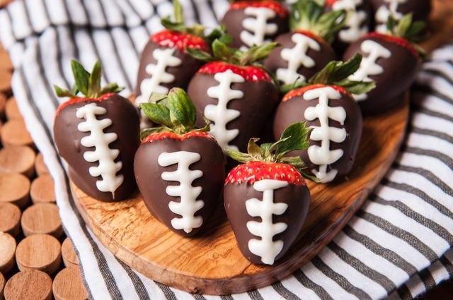 chocolate covered strawberry footballs