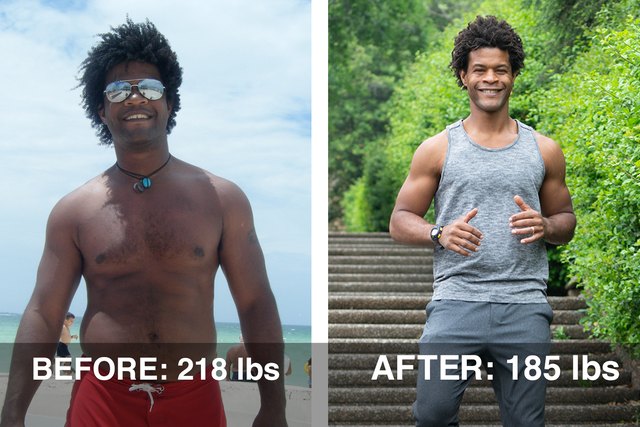 Errick's before and after photos.