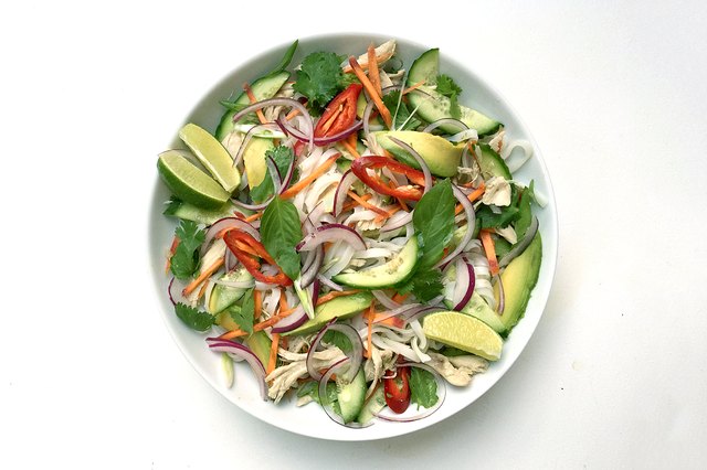 chicken vegetable rice noodle salad