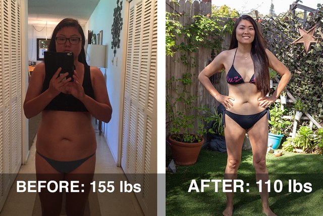Kristina's before and after photos.