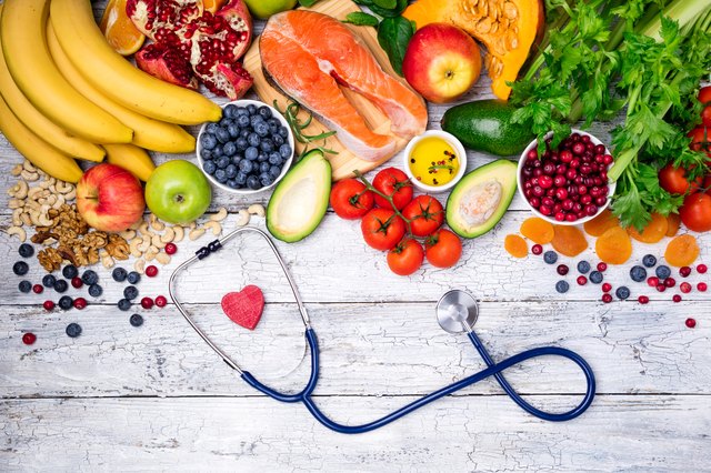 Selection of healthy food for heart. Healthy food, diet and healthy lifestyle concept. Top view