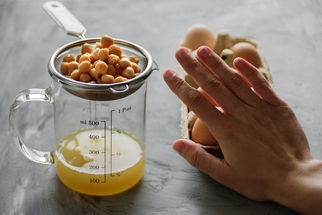 Chickpea water aquafaba. Egg replacement. Vegan