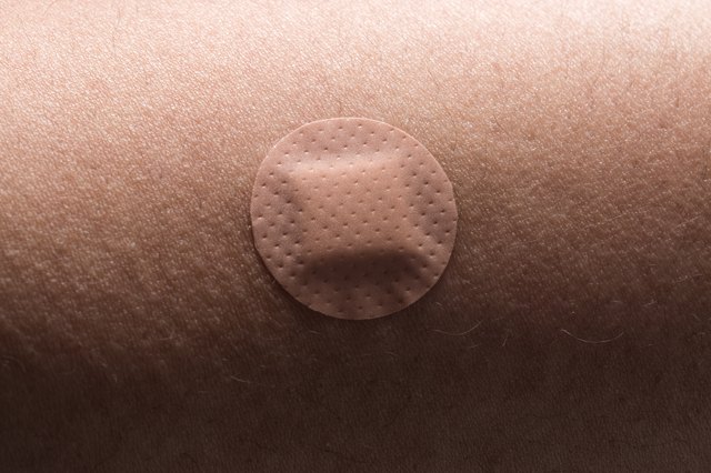 Circle Adhesive Bandage On Human Skin