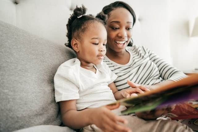 Reading stories to a child