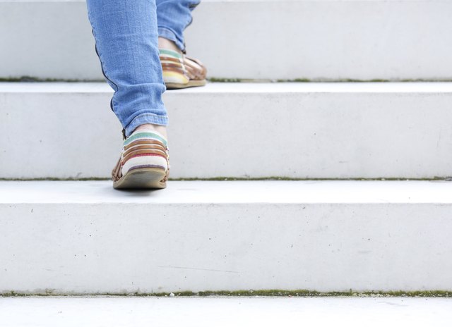 Female walking upstairs