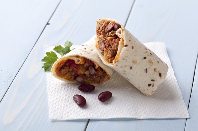 burritos wraps with meat beans and vegetables