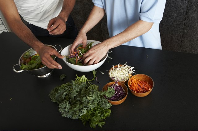 Preparing food in modern kitchen