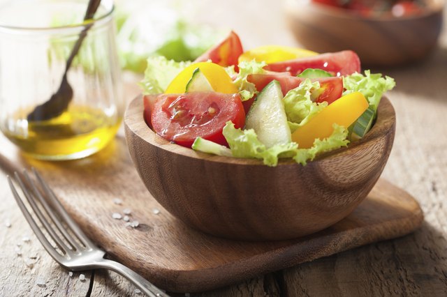 healthy salad with tomatoes cucumber and pepper