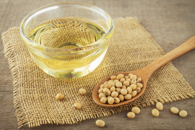 Soy beans and oil on sack