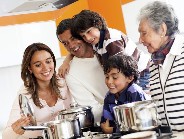 Family cooking at home