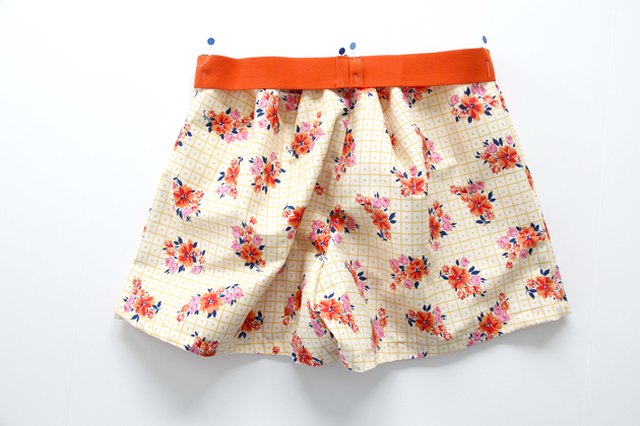 Sew waistband to shorts.