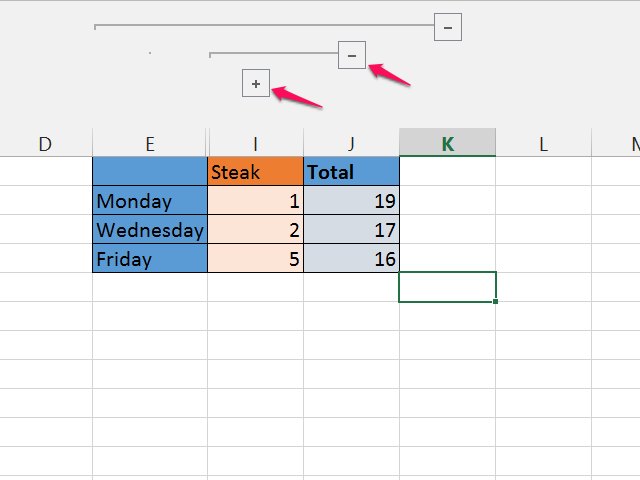 Плюс в экселе. Excel outline.