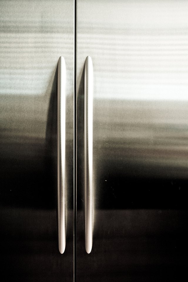 Doors on stainless steel refrigerator