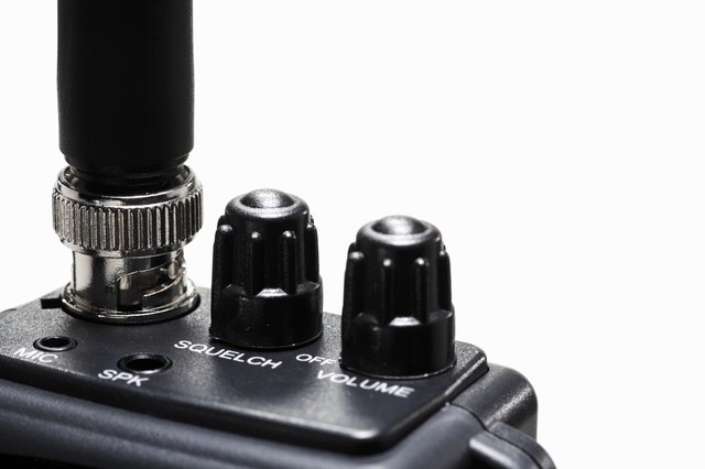 Two-way radio, close-up of knobs
