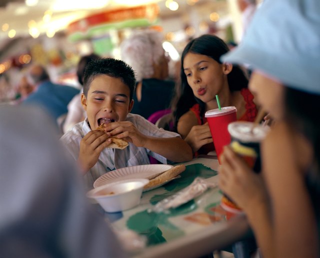 Children eating fast food
