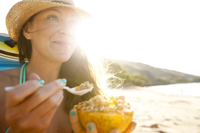 A female enjoying a day at the beach.
