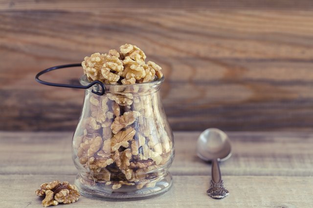 Walnuts in a glass jar