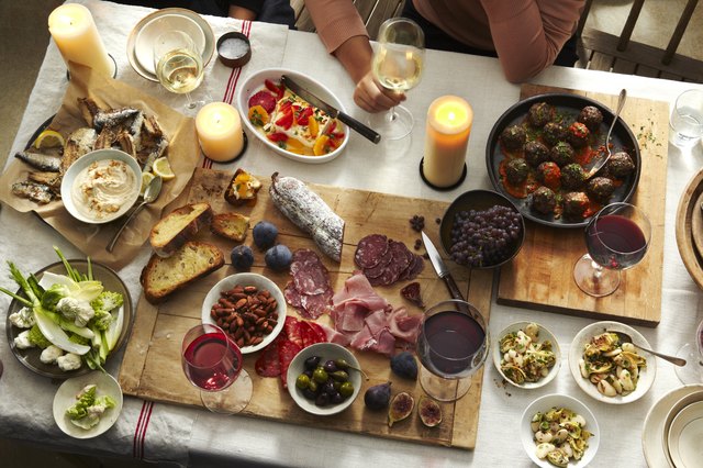 Italian antipasto on table.