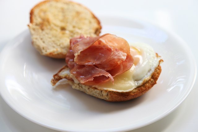Gouda,prosciutto and egg breakfast sandwich