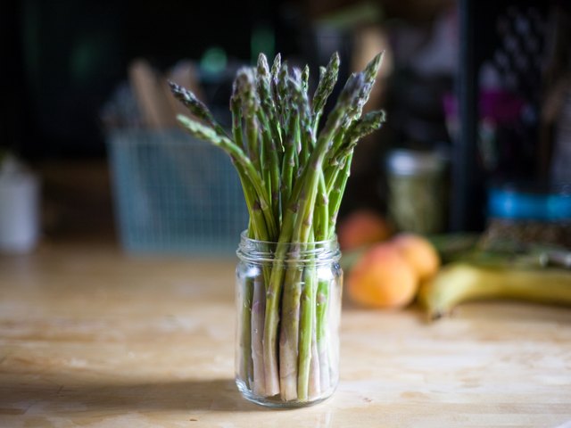 Asparagus in glass jar