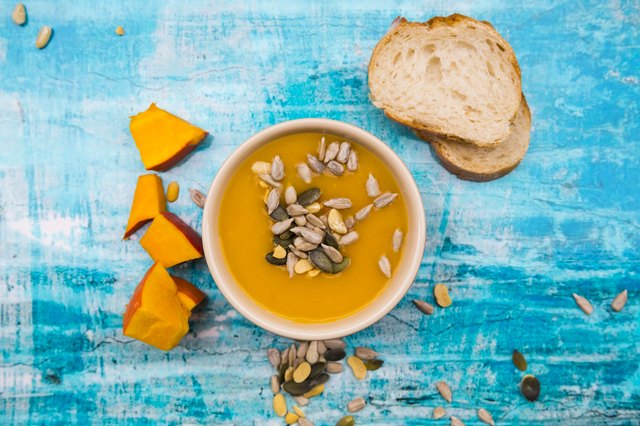 organic pumpkin soup in bowl