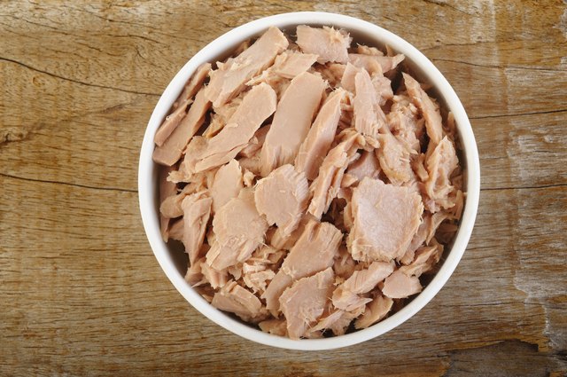 canned tuna fish in white bowl