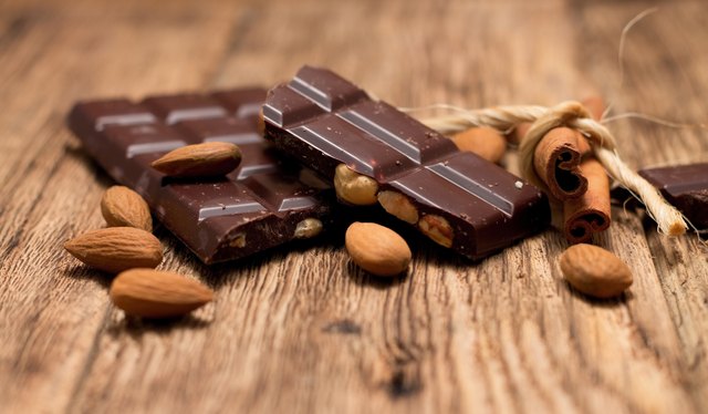 Pieces of chocolate and cinnamon