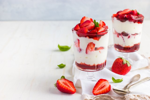 dessert with fresh strawberry, cream cheese and strawberry jam