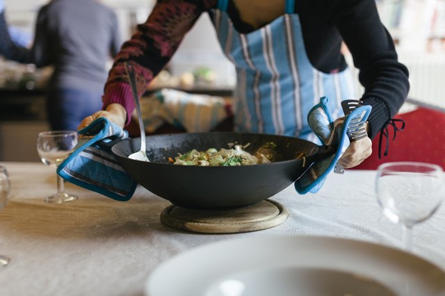Cooking Wok being placed on a table