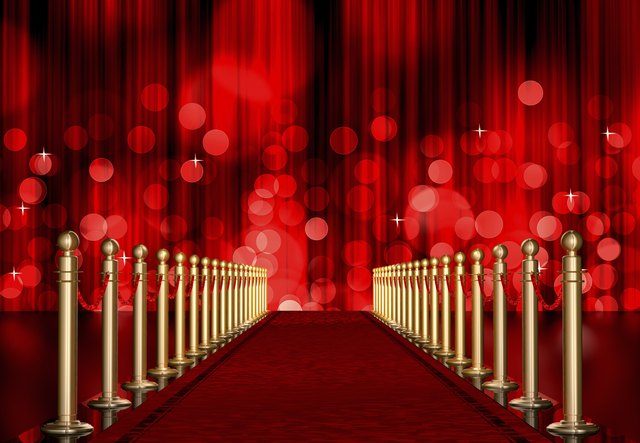 red carpet entrance with Light Burst over curtain