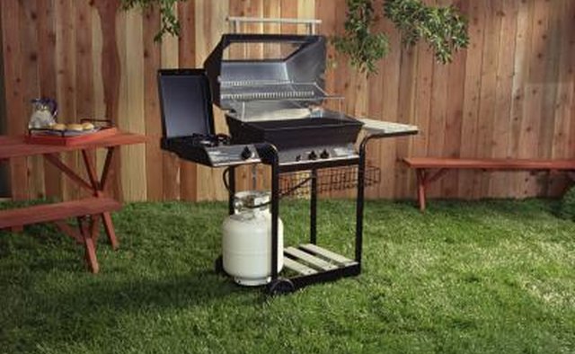 Grill in backyard