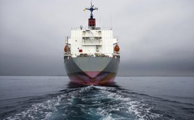 The stern of a cargo ship.