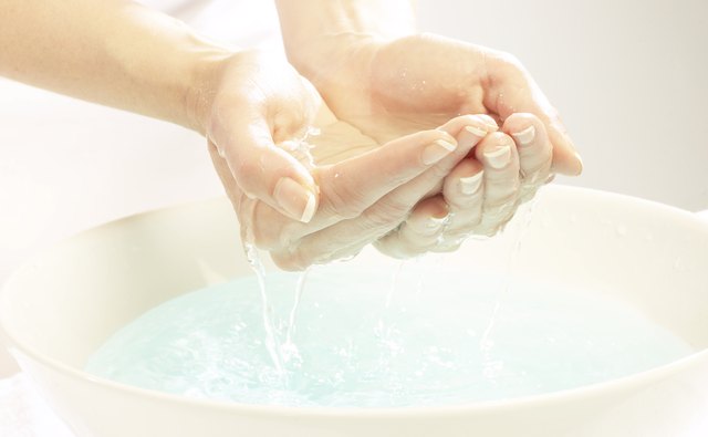 Get a good hand soak for a good manicure. Shower gel helps.