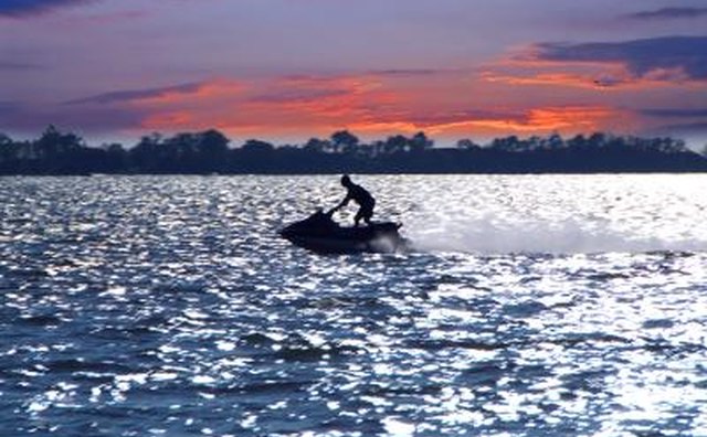 Man riding jed ski in open ocean water