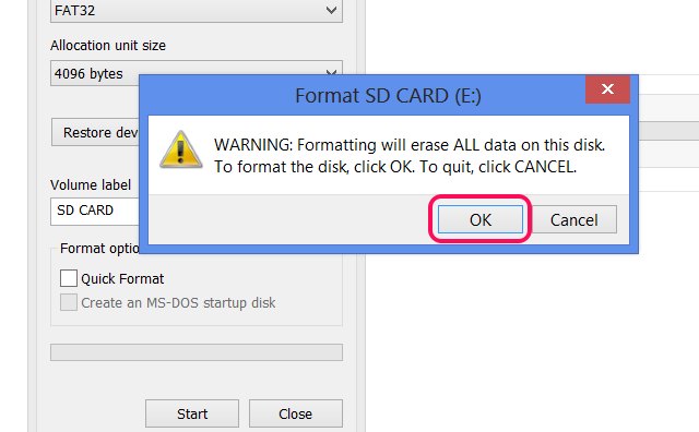 You can't undo a format after you click OK.