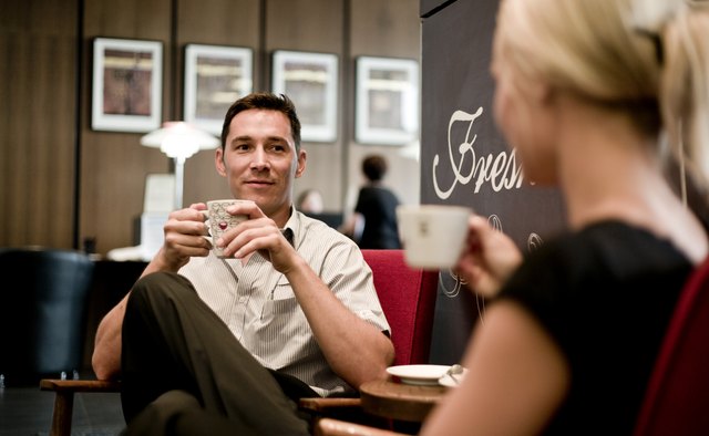 Young couple in cafe