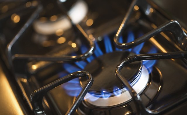 Lit burner on gas stove