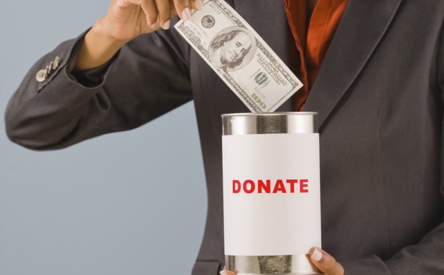 Generous woman donating money