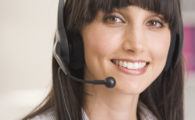 Woman smiling with headset