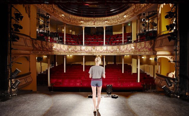 Young woman on stage